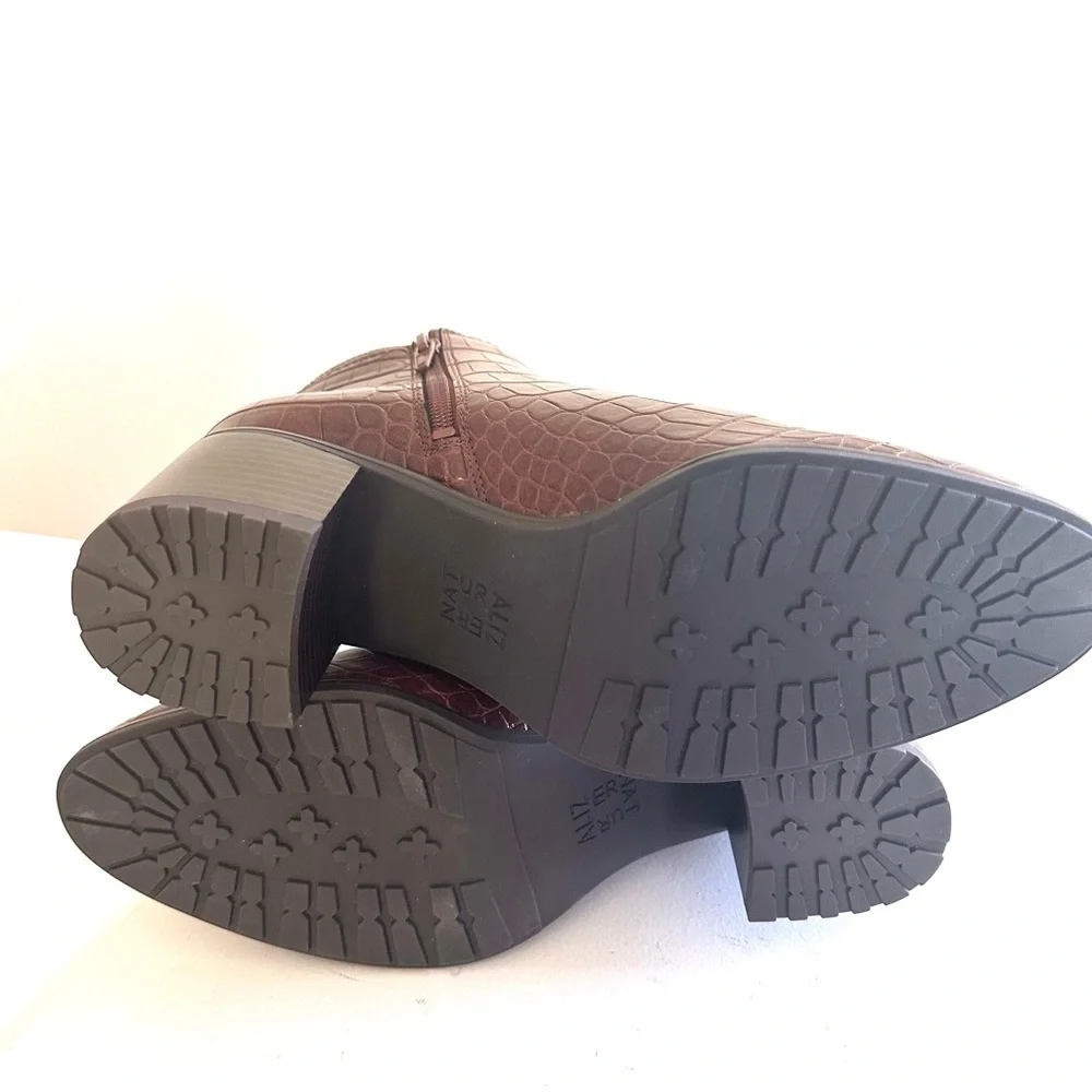 Naturalizer Lailah Brown Croco Ankle Booties- Sz 9.5 New‎
